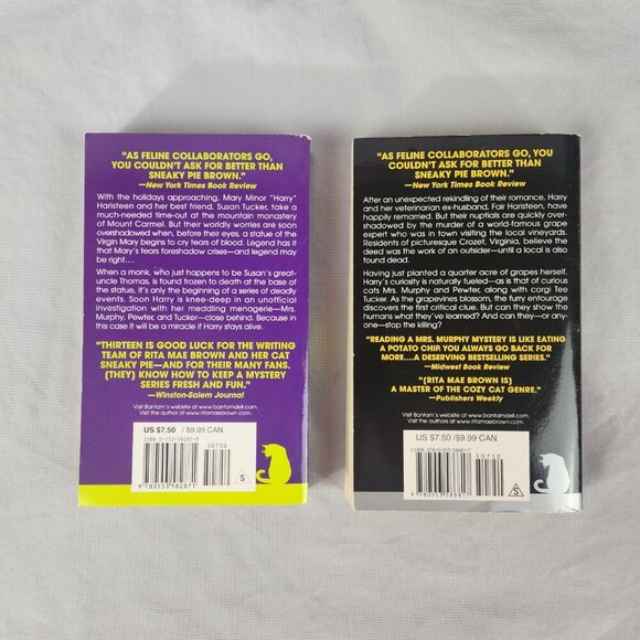 LOT 2 Rita Mae Brown and Sneaky Pie Brown Paperback Mystery Series Books 13, 14 - Picture 3 of 3